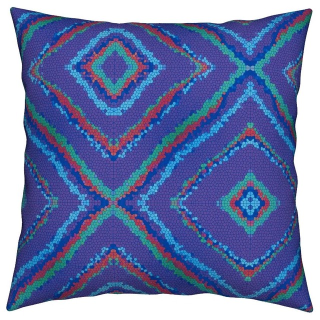 Purple Blue Orange Stripes Dots Abstract Throw Pillow