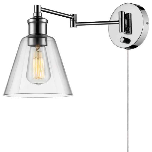 Leclair 1 Light Chrome Plug In Or Hardwire Wall Sconce Leclair 1 Light Chrome Plug In Or Hardwire Wall Sconce