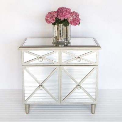 Claude Chest Side Table Mirrored Furniture by Worlds Away