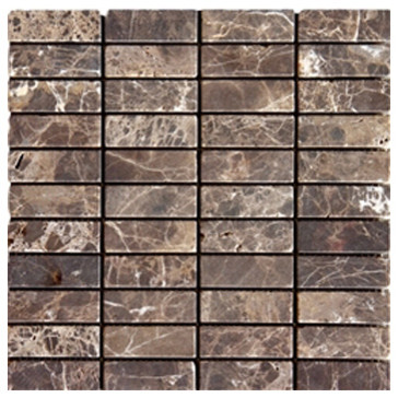 Dark Emperador Tumbled Bricks Pattern Mesh Mounted Marble Tiles Dark Emperador Tumbled Bricks Pattern Mesh Mounted Marble Tiles Modern Mosaic Tile