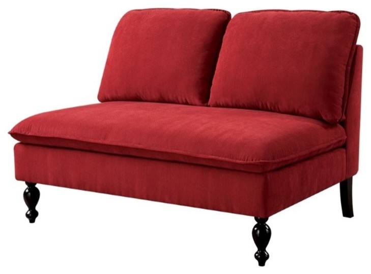 Furniture of America Maggie Fabric Upholstered Loveseat Bench in Red