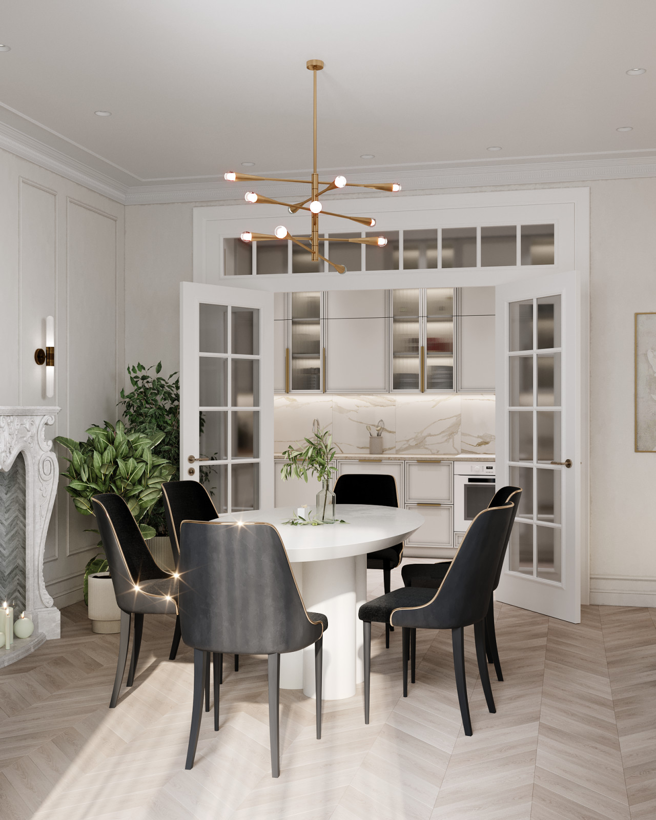 Светлая квартира с французским камином