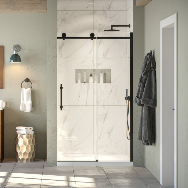 OVE Decors Canberra Soft Close Shower Glass Panels in Tempered Glass