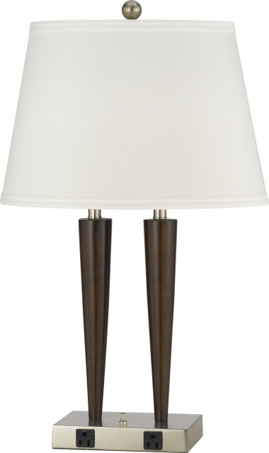 Hotel Table Lamp - Brushed Steel Wood