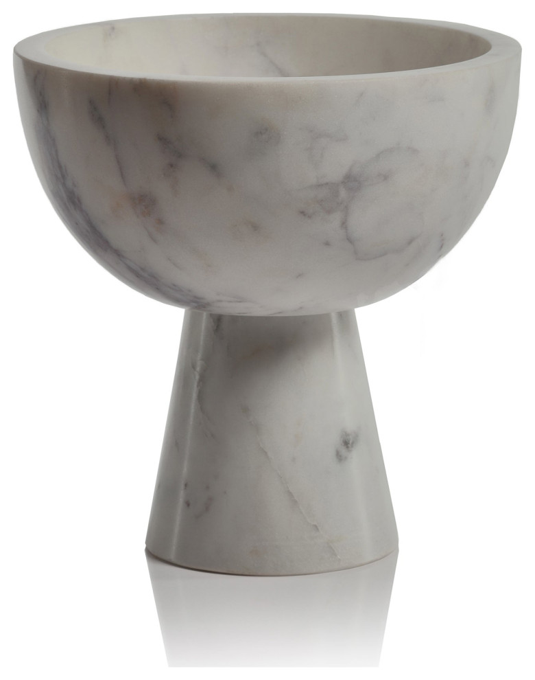 Ada White Footed Marble Bowl Transitional Decorative Bowls by Zodax Houzz