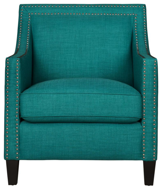 Emery Teal Chair & Ottoman Contemporary Armchairs And Accent Chairs
