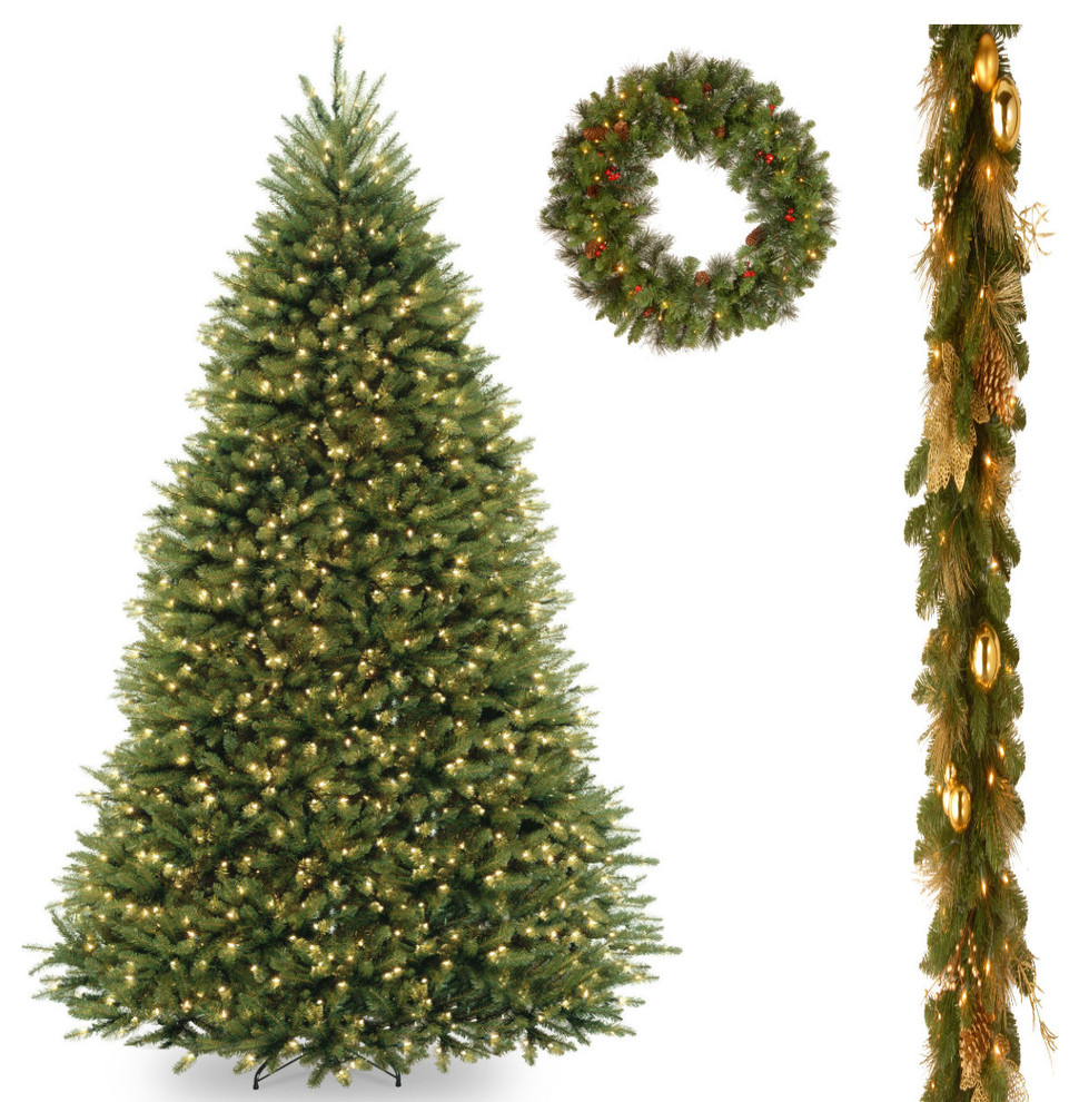 10'Dunhill Fir Hinged Tree,Decorative Elegance Garland,30"Crestwood