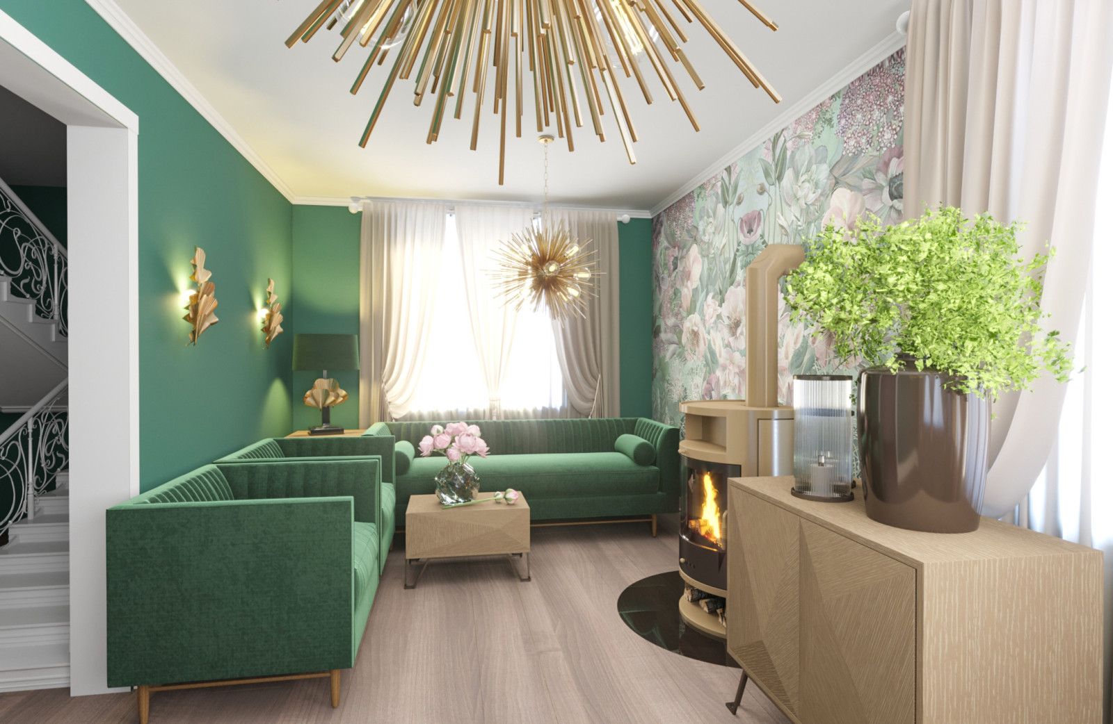 Проект гостиной загородного дома