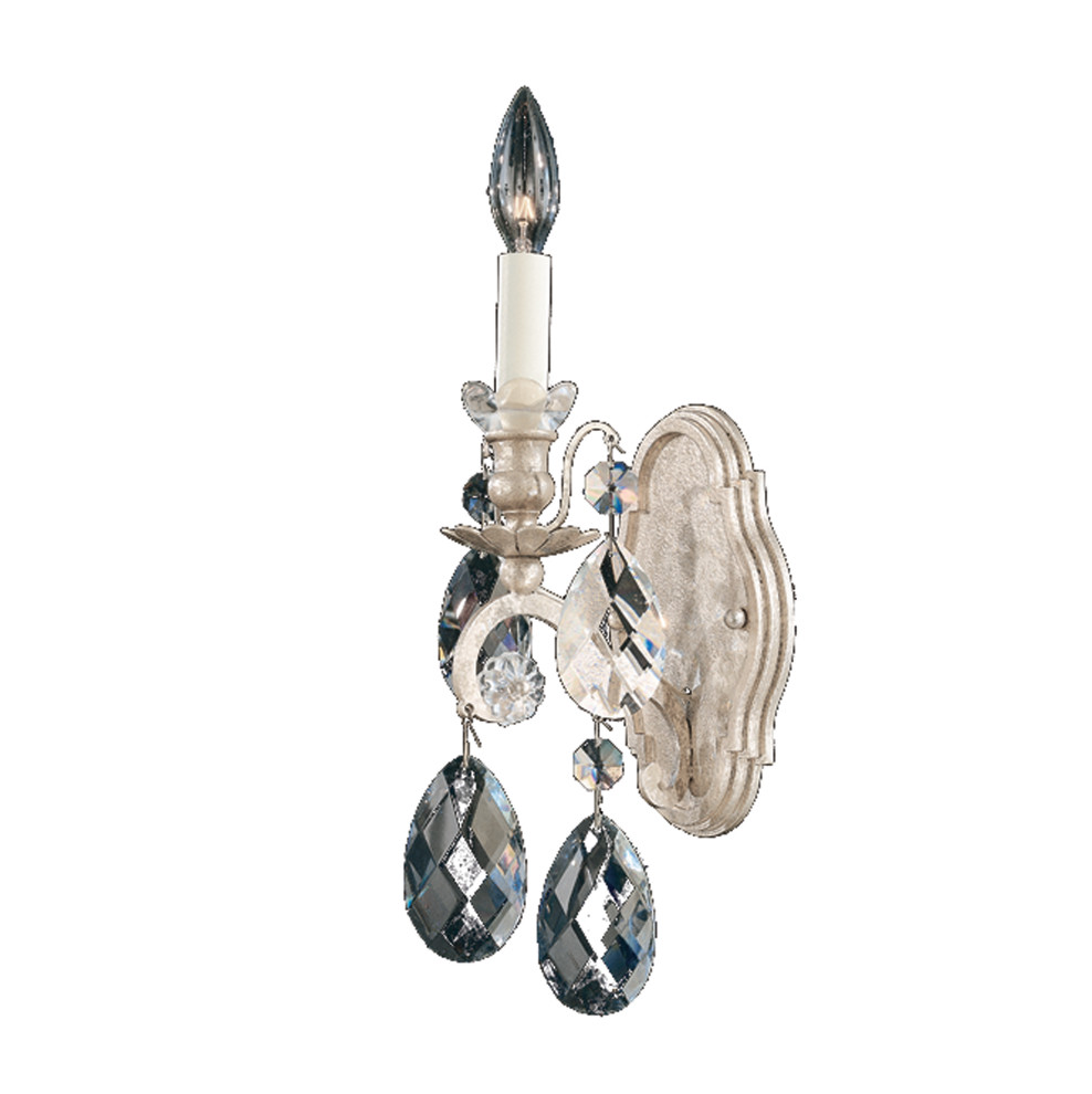Schonbek 3756-48S 1 Light Crystal Sconce, Antique Silver