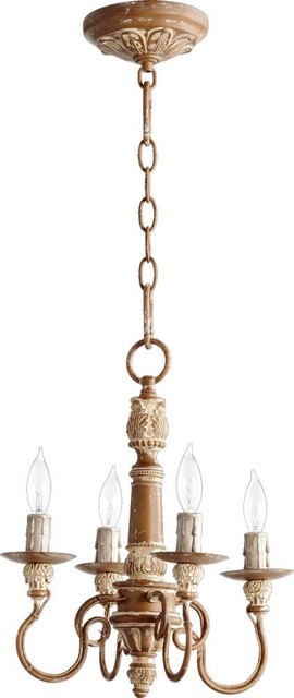 Four Light French Umber Up Chandelier