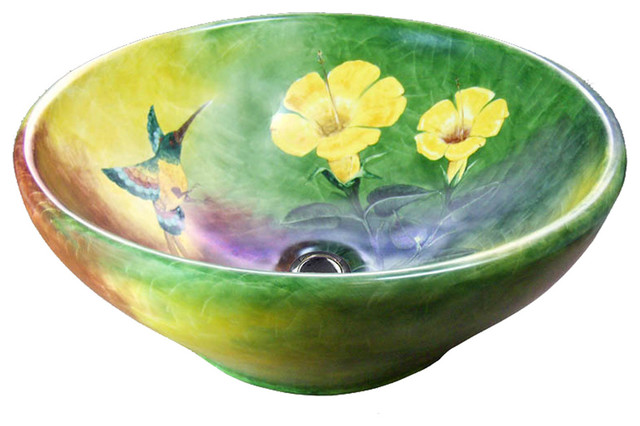 Hand Painted Sink Ap 1657 Humingbird Ii Vessel Sink