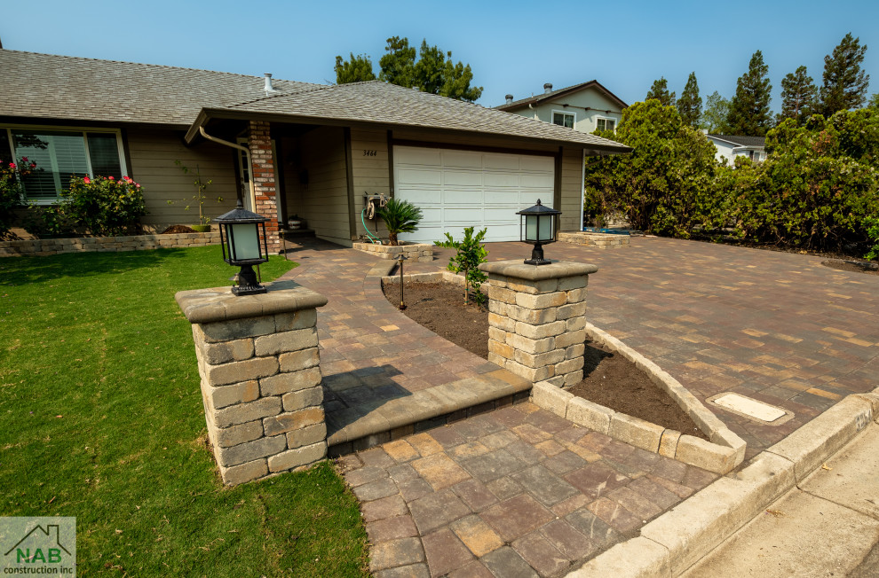 Pavers, lawn, pergola, and retaining wall installation in Pleasanton, CA
