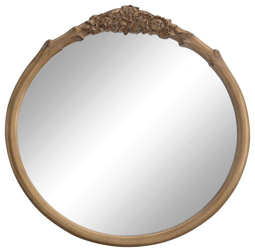 Sylvie French Provincial Round Wall Floor Mirror Vintage Brown French Country Wall Mirrors