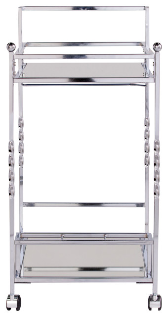 Heidi Metal Mirrored Bar Cart - Chrome