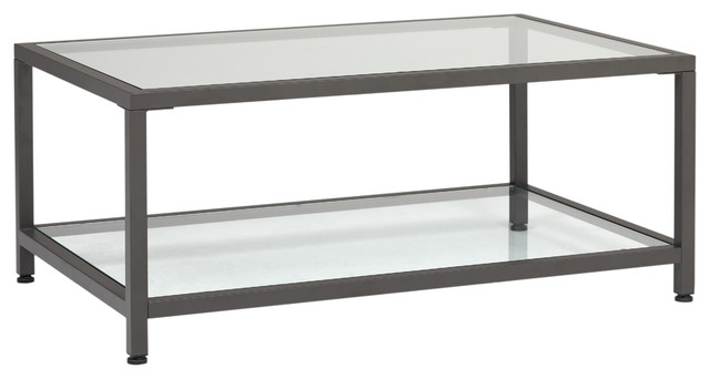 Camber 36" Modern Metal and Glass Rectangular Coffee Table in Pewter, Clear  - Transitional - Coffee Tables - by Studio Designs | Houzz
