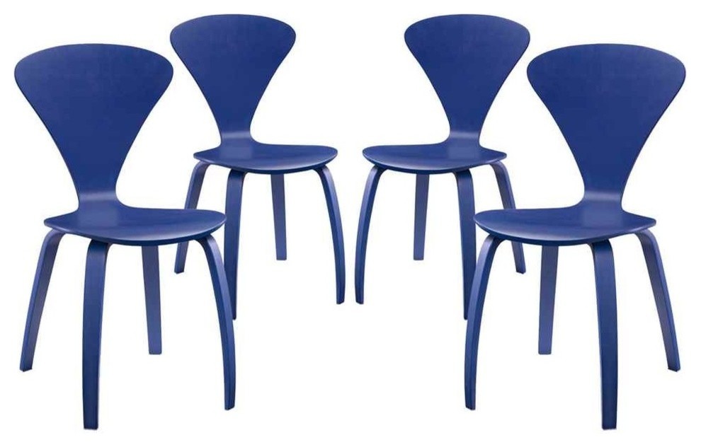 Modern Contemporary Dining Chairs Set of 4, Black, Wood - Midcentury ...