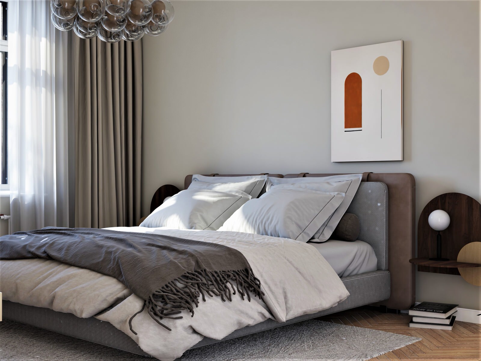 Design d'intérieur pour l'appartement d'un jeune couple dans un immeuble à étage