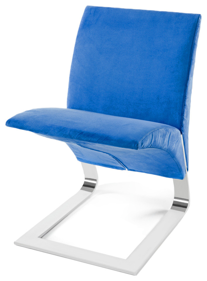 Blue Microfiber Bouncy Dining Chair