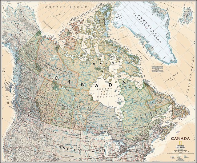 Executive Canada Map Wall Mural, Self-Adhesive Wallpaper