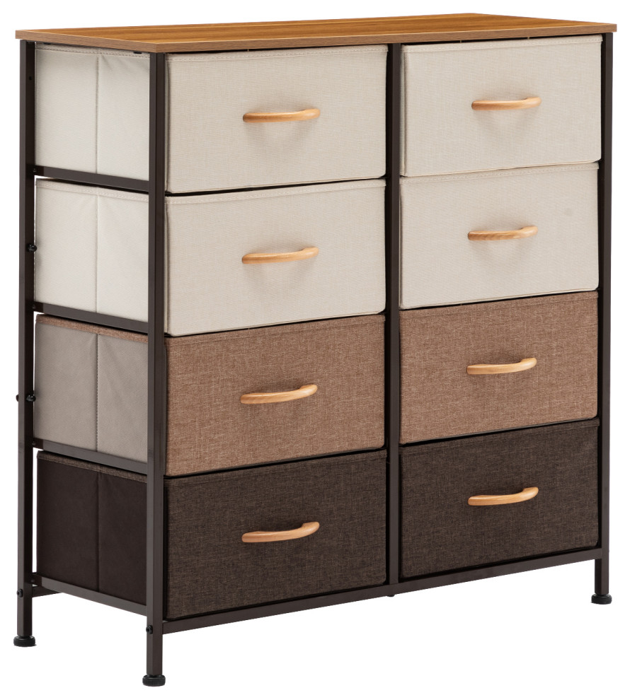8 Fabric Drawers Steel Frame Double Dresser, Mixed Color