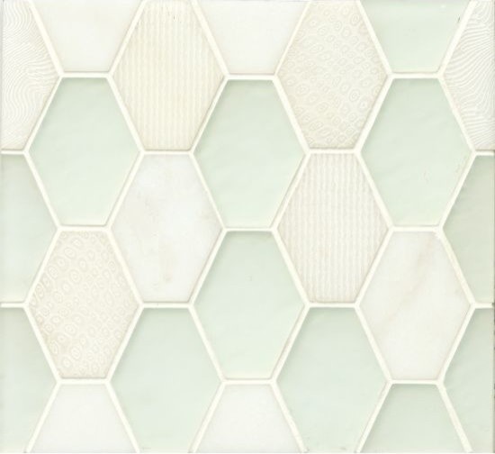 Panache 11.75"x12.75" Matte Glass Retro Hexagon Mosaic, Silk