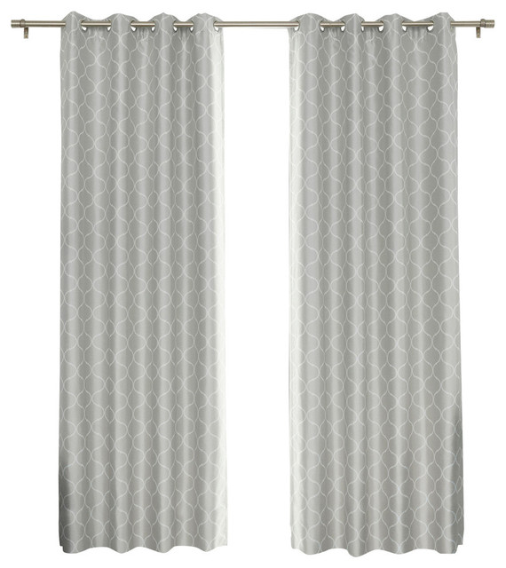 Quatrefoil Grommet Curtain With Blackout Lining Single Panel Grommet Curtain With Blackout Lining