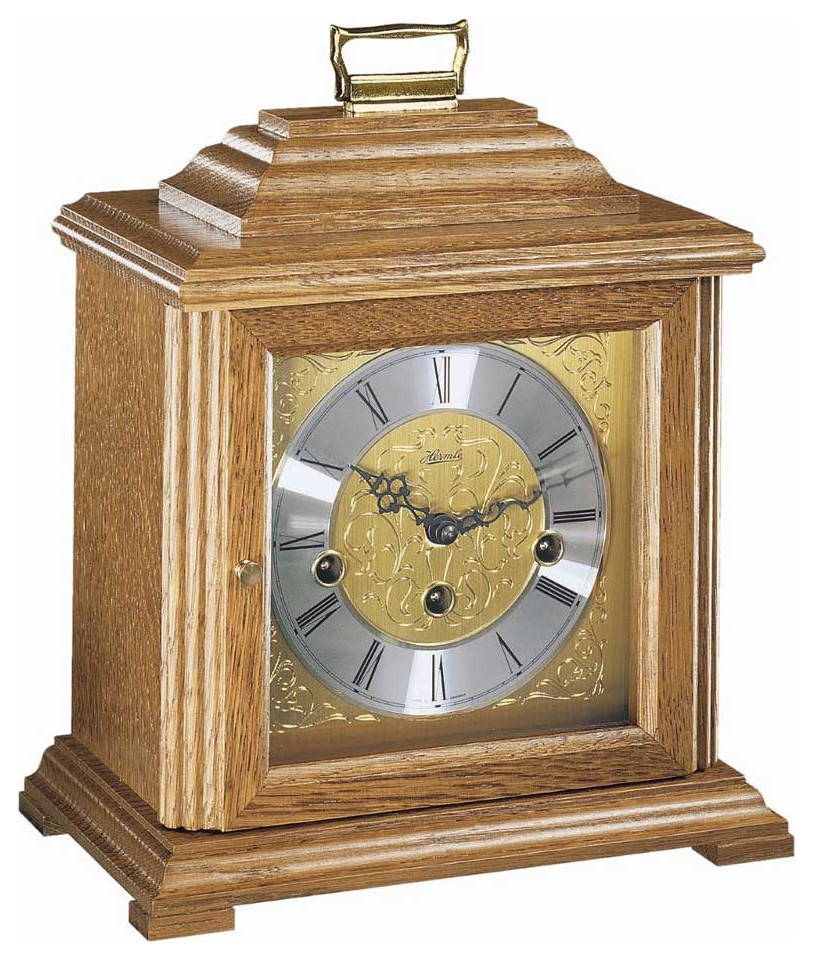 Ashland Keywound Mantel Clock Oak Finish Traditional Desk And