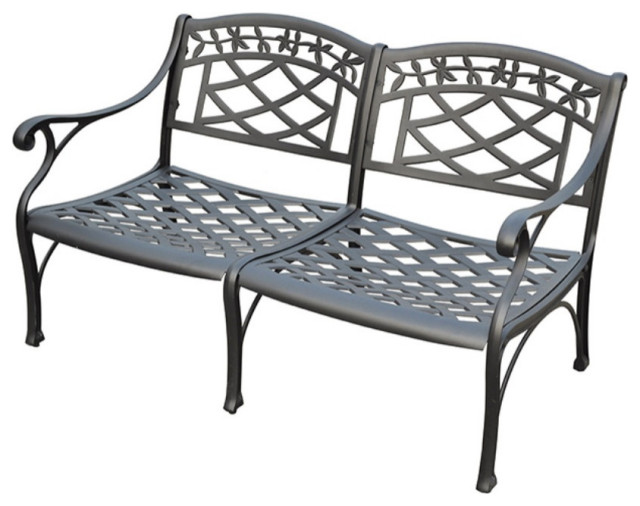 Sedona Cast Aluminum Loveseat, Charcoal Black Finish Traditional