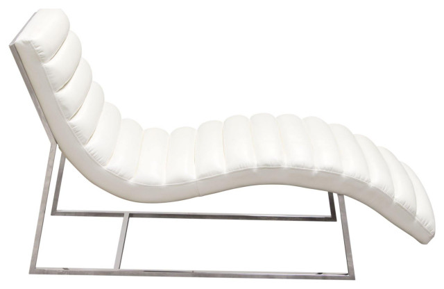 Indoor Chaise Lounge Chairs, White Leather Chaise