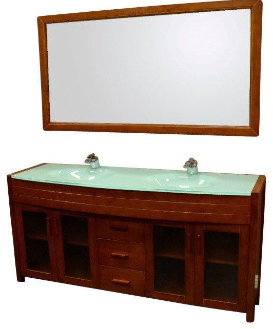Design Element DEC016B-2 Waterfall 72" Double Sink Vanity Set, Honey Oak