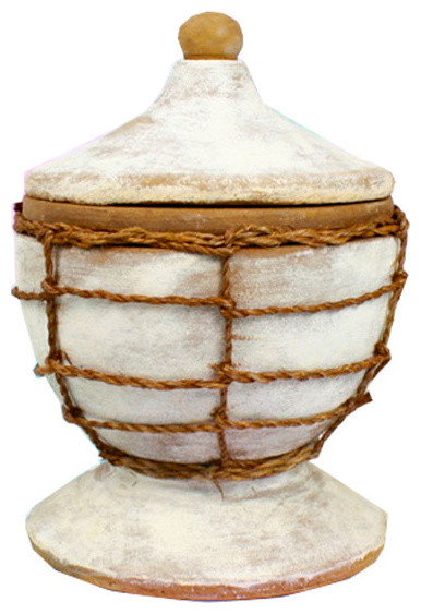 Aged Rope Pot, White