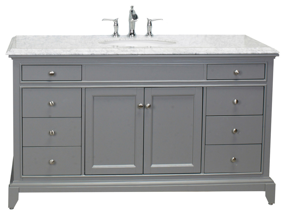 Eviva Elite Stamford 60" Gray Single Sink Bathroom Vanity w/ Double