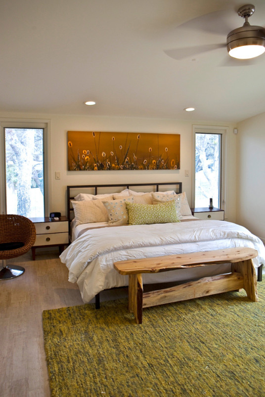 Design ideas for a transitional bedroom in Austin.