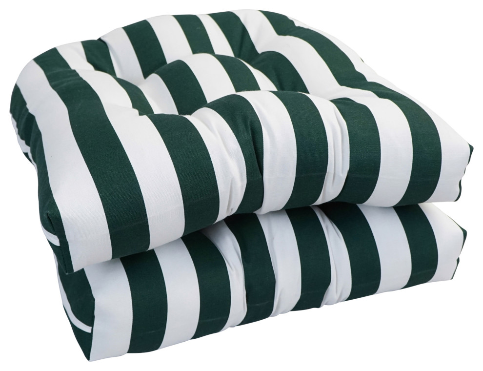 19" UShaped Dining Chair Cushions, Set of 2, Hunter Stripe
