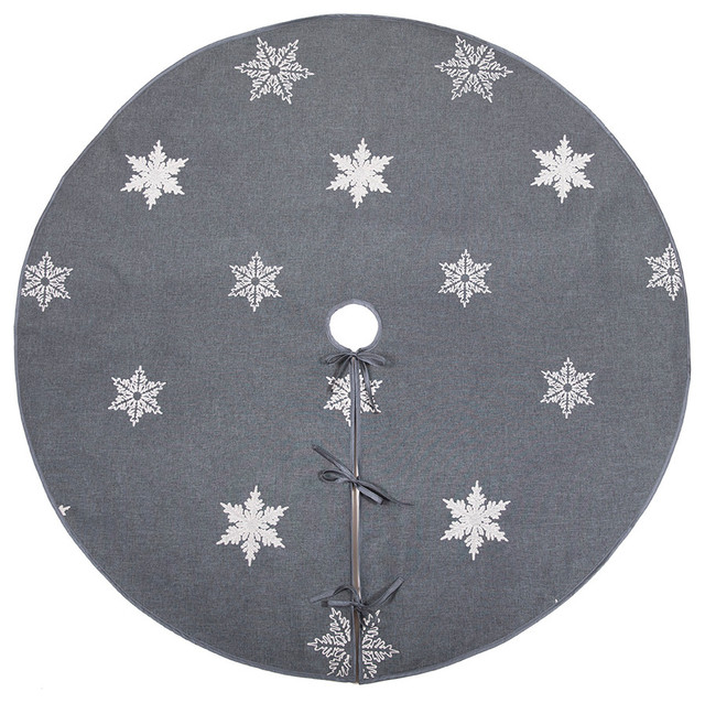 Glisten Snowflake Embroidered Christmas Tree Skirt, 56