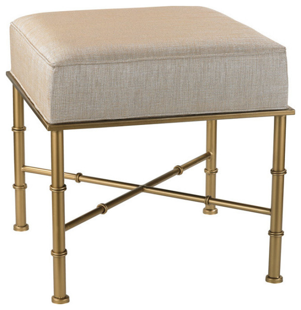 Gold Cane Bench, Cream Metallic