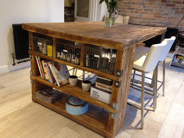 Industrial Mill Style Reclaimed Wood Kitchen Island Industrial