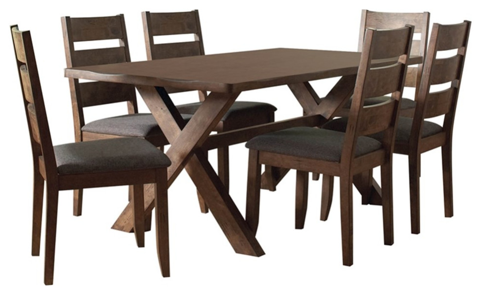 Coaster Alston 7piece Rectangular Wood Dining Set Brown and Gray