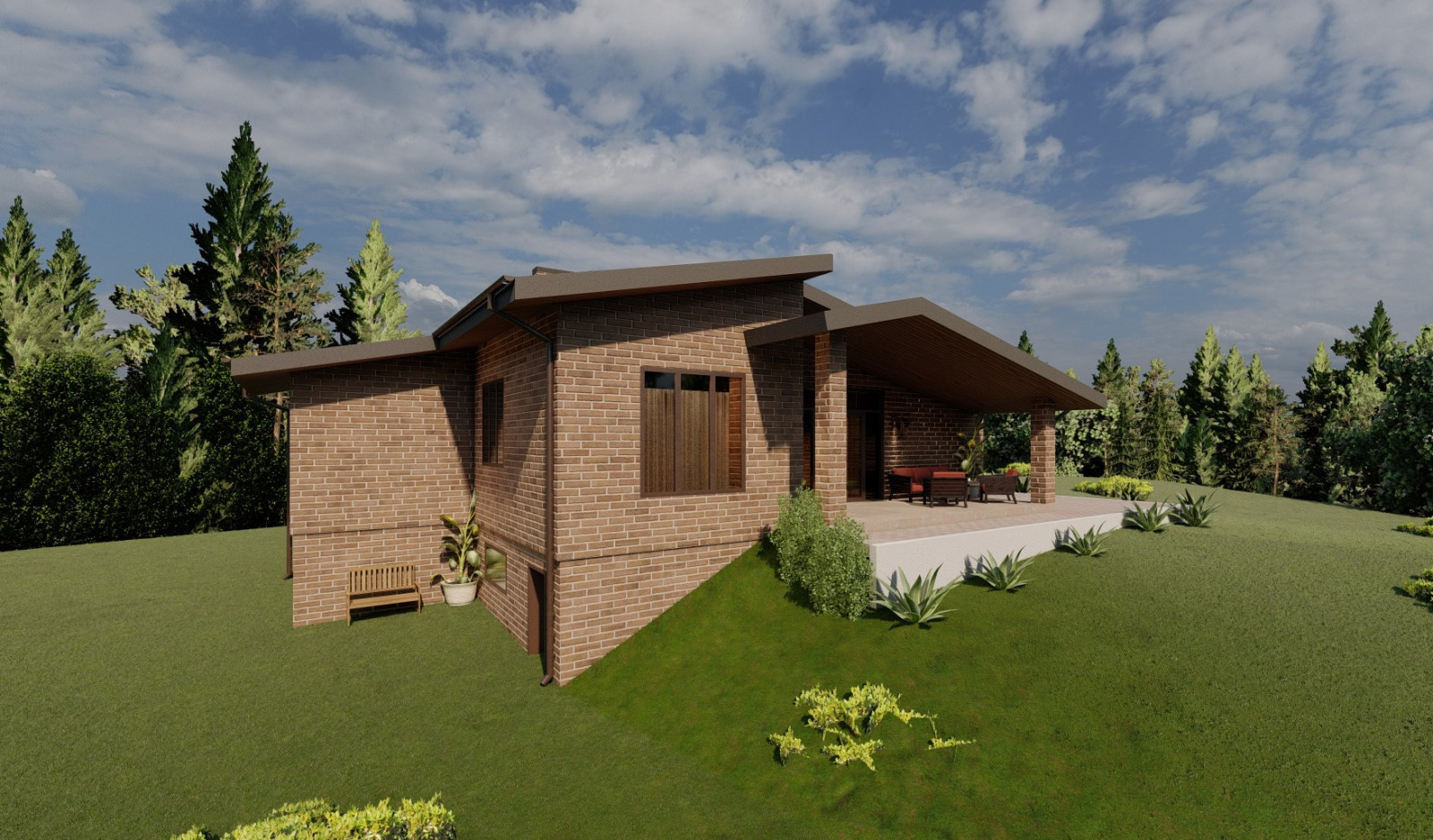 Одноэтажный дом с подвалом