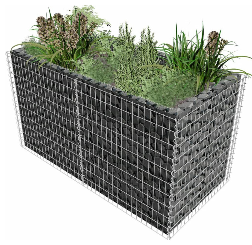 Vidaxl Gabion Raised Bed Steel 71"x35.4"x39.4" Silver Contemporary