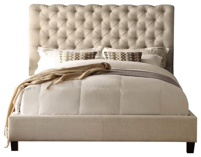 Calia Tufted Chesterfield Upholstered Panel Bed Transitional