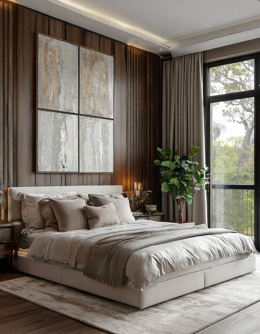 Современные спальни с различным декором и панелями