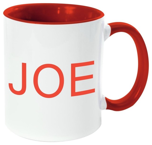 Cup Of Joe, Colored Handle And Inside 11oz Mug - Contemporary - Mugs