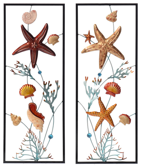 Montauk Set of 2 Nautical Metal Wall Art Beach Style Metal Wall Art