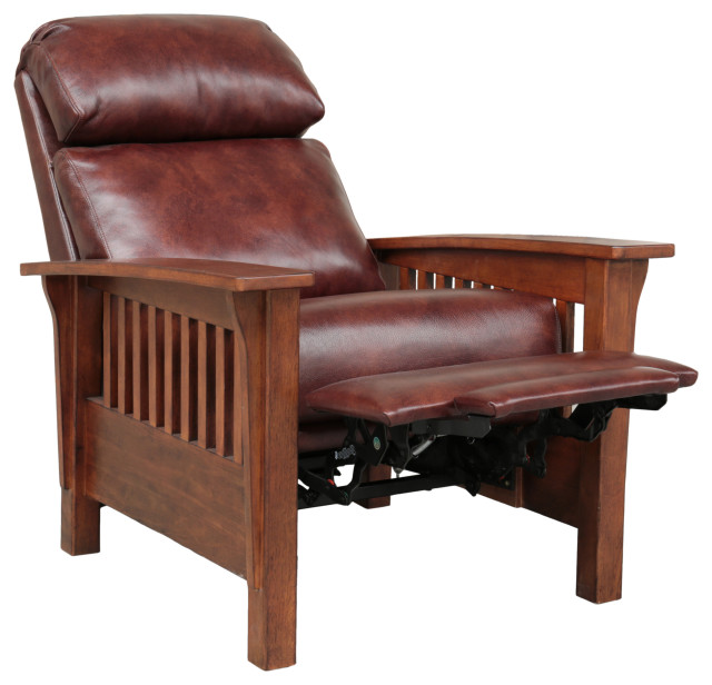 Barcalounger Mission 73323, Craftsman All Leather Push Back Manual Recliner Craftsman