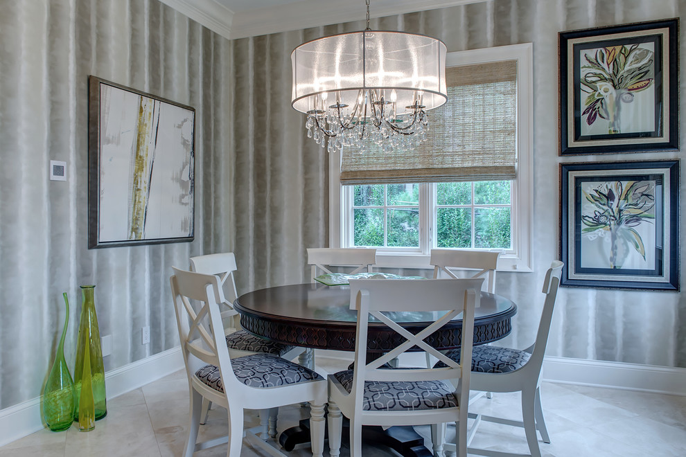Transitional dining room in Jacksonville with grey walls.