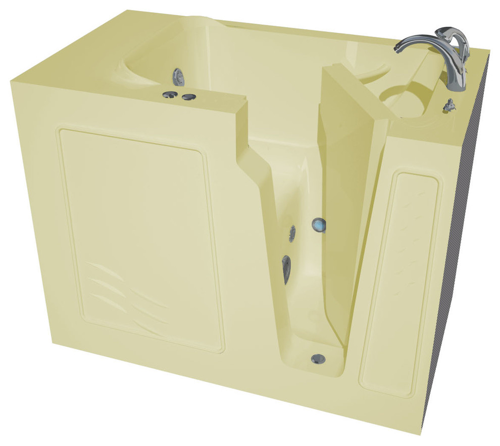 29 x 52 Biscuit Whirlpool jetted Walk-In Bathtub, Right Drain Configuration
