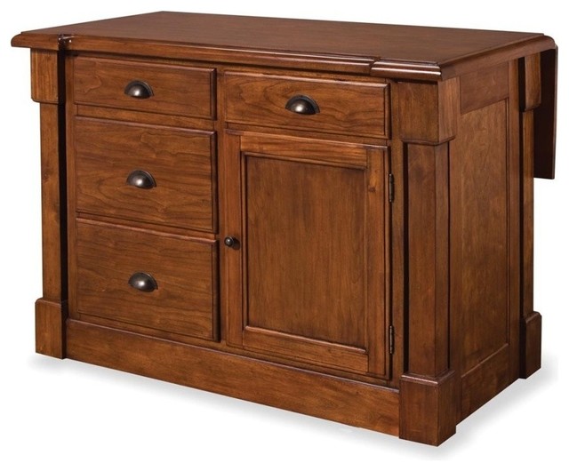 Homestyles Aspen Wood Kitchen Island in Brown Transitional Kitchen