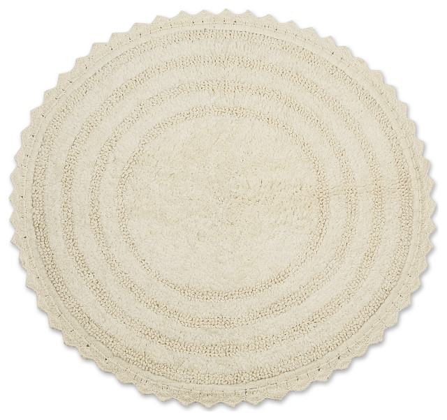 Dii Off White Round Crochet Bath Mat