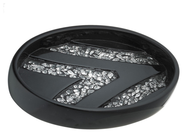 Popular Bath Sinatra Black Bath Accessories Soap Dish - 2"H x 5"W x 3"D